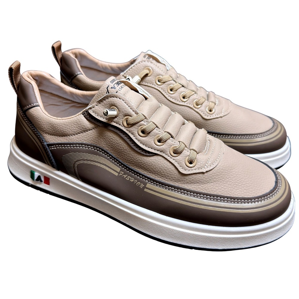 Moretti LSAE YUORSE Y30PA Mens Fashion Sneakers Tan Brown Low Top Size 44 EU